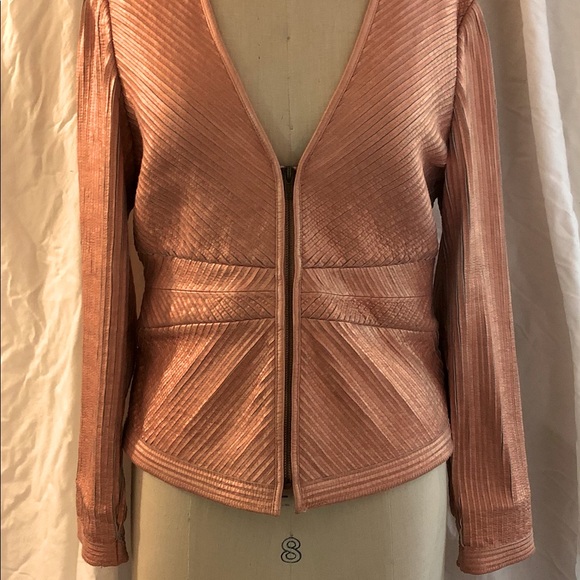 Peach Leather Zip up In Suede Jacket-S- - Picture 3 of 7